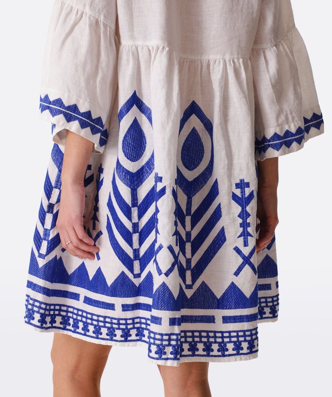 Greek Archaic Kori Linen Feather Dress | Jules B Greek Archaic Kori Linen Feather Dress | Jules B
