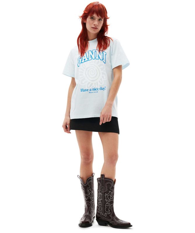 GANNI Relaxed Organic Cotton Flower T-Shirt