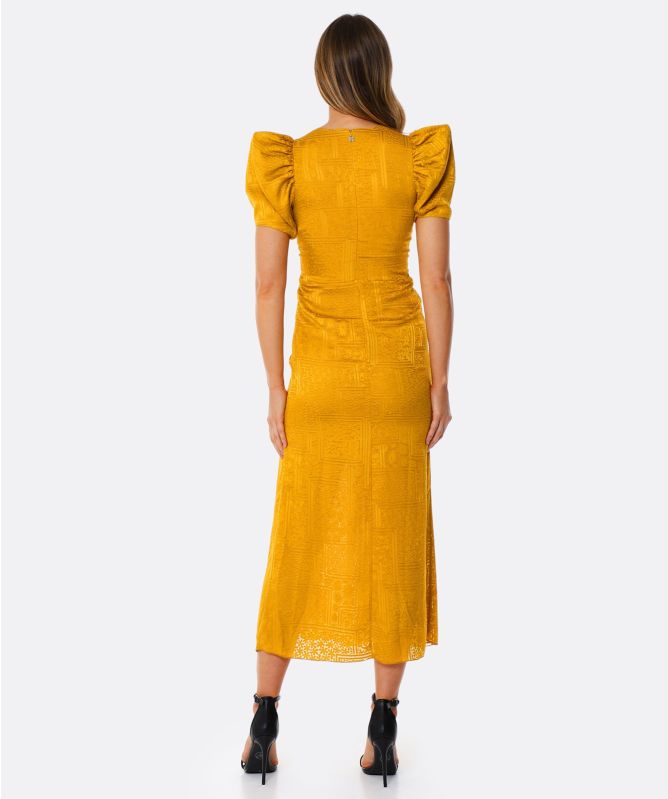 ROTATE Alma Jacquard Midi Dress