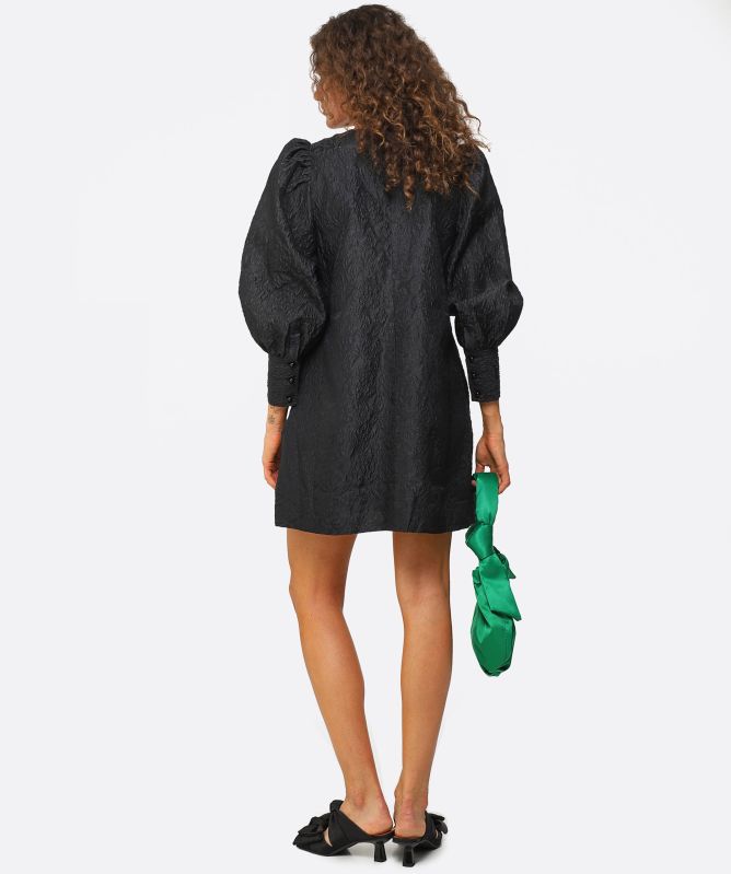 GANNI Jacquard Puff Sleeve Mini Dress