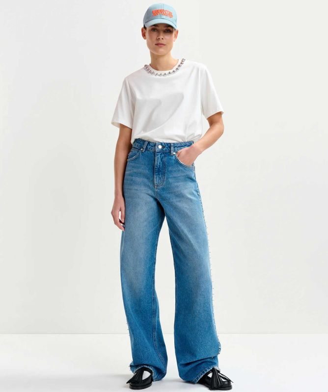 Essentiel Antwerp Interesting Embellished Straight Leg Jeans