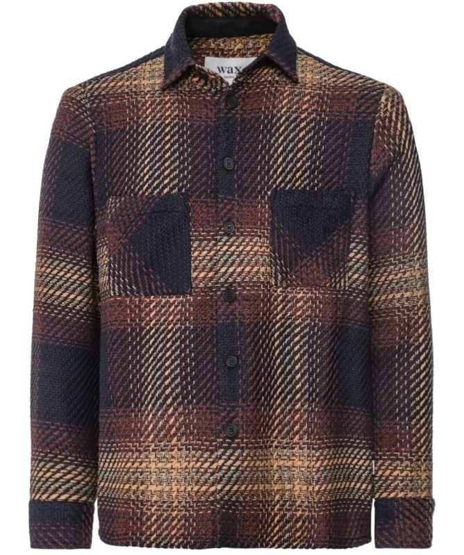Wax London Windowpane Check Whiting Overshirt