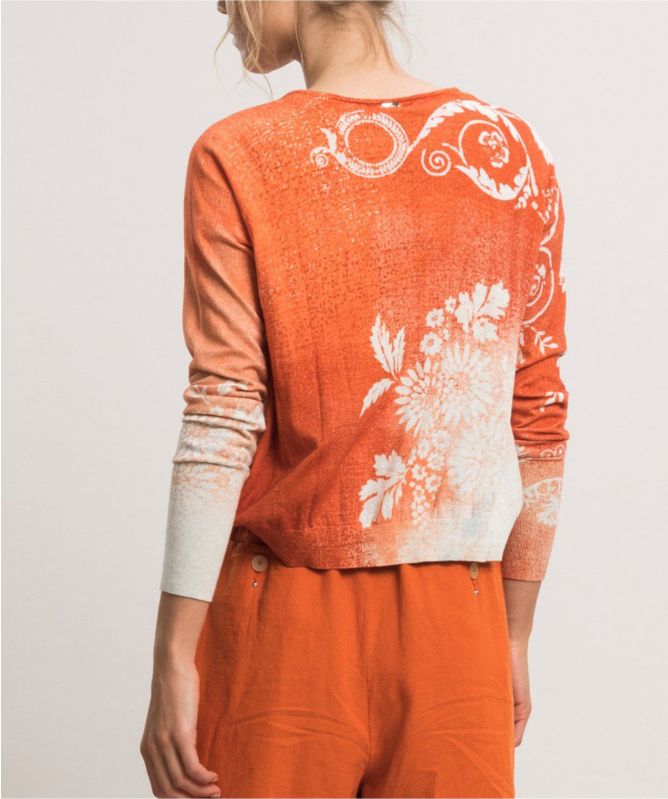 High Invent Floral Print Lightweight Sweater