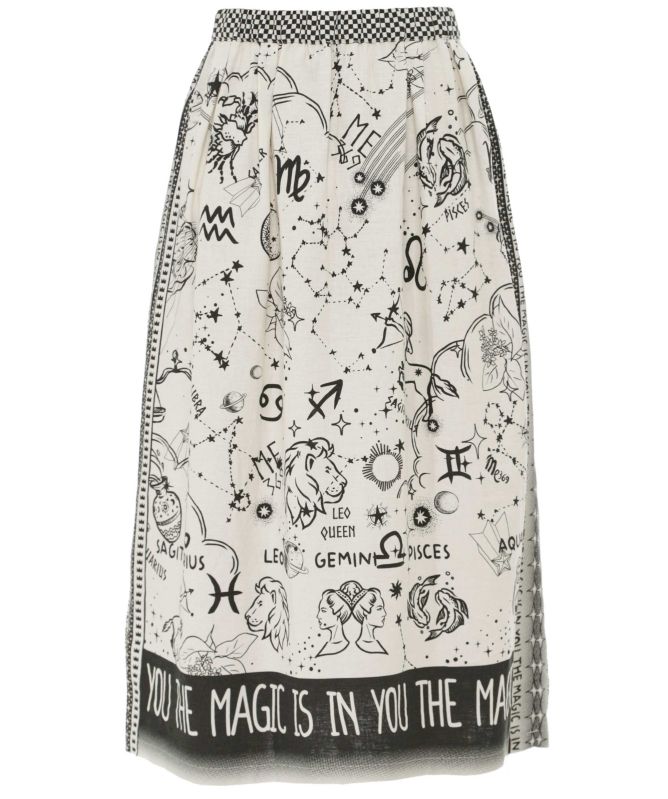 Me369 Vanessa Zodiac Printed Midi Skirt