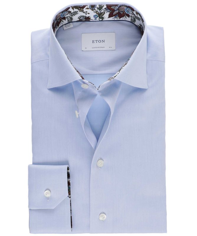Eton Contemporary Fit Floral Trim Shirt