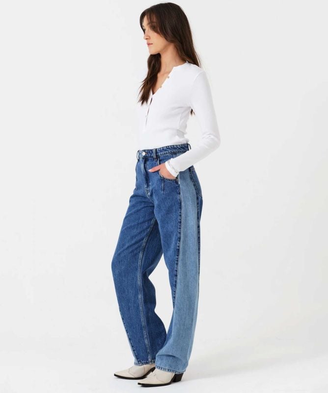Seventy + Mochi Nina Barrel Leg Two Tone Jeans