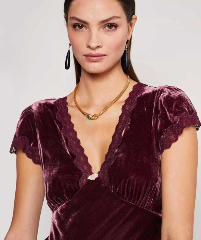 RIXO Velvet Clarice Midi Dress