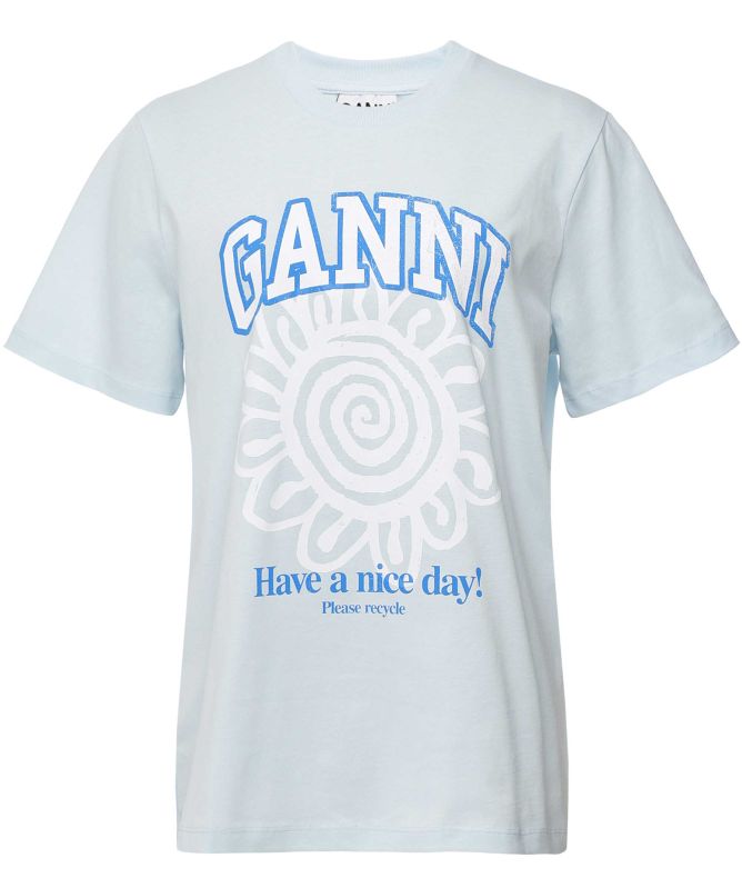GANNI Relaxed Organic Cotton Flower T-Shirt