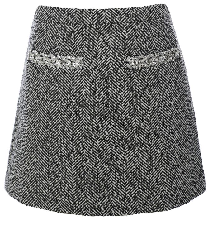 Self-Portrait Herringbone Mini Skirt