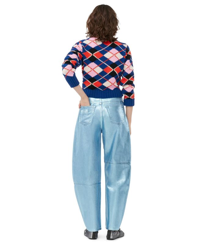 GANNI Organic Cotton Argyle Cardigan