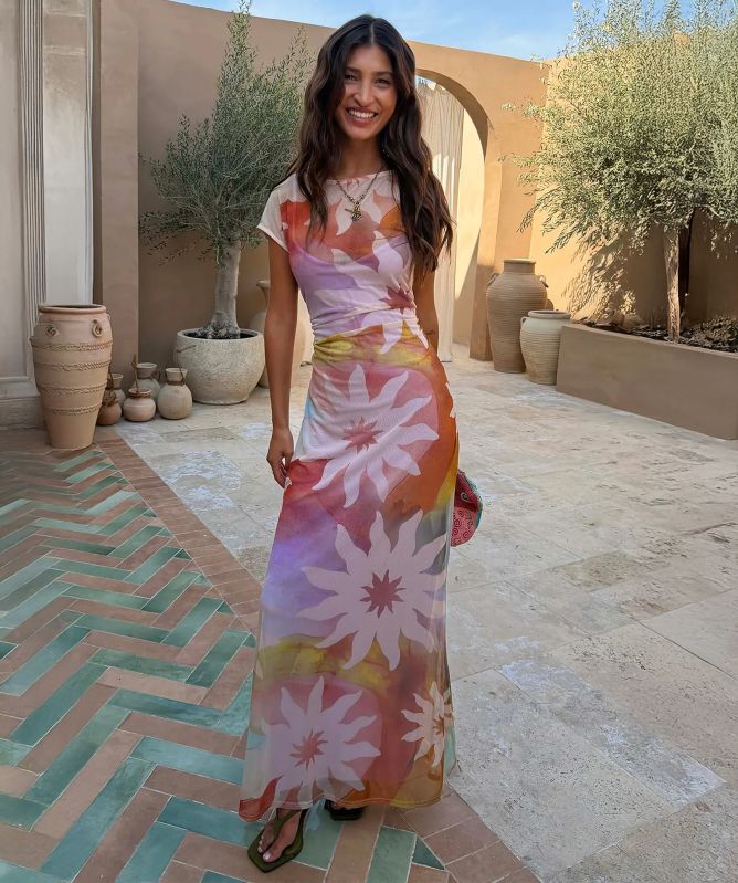 Never Fully Dressed Abstract Soleil Luna Mesh Dress