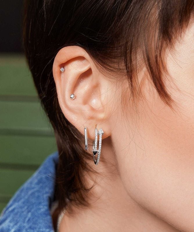 Ania Haie Pave Double Arrow Stud Hoops