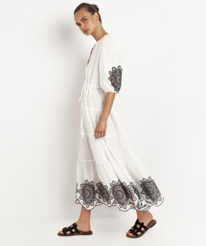 greek style midi dress Feather Sleeveless Midi Dress