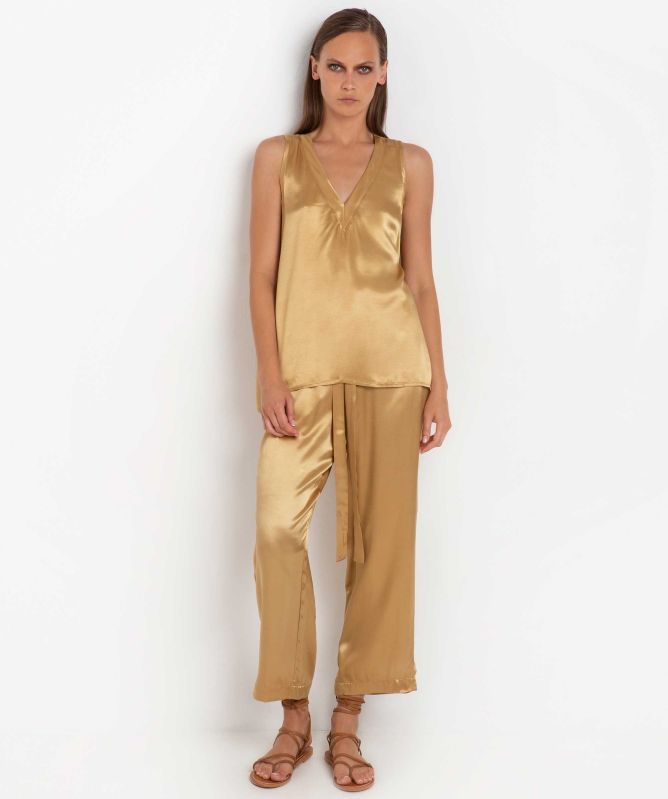 Greek Archaic Kori V-Neck Satin Vest