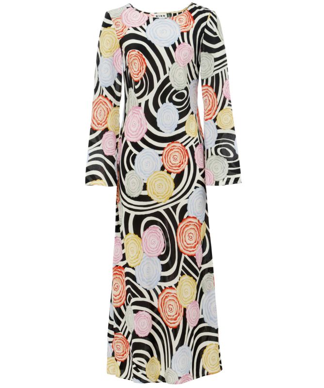 alondra floral midi dress Alondra Light Yellow Multi Floral Pleated Midi Dress