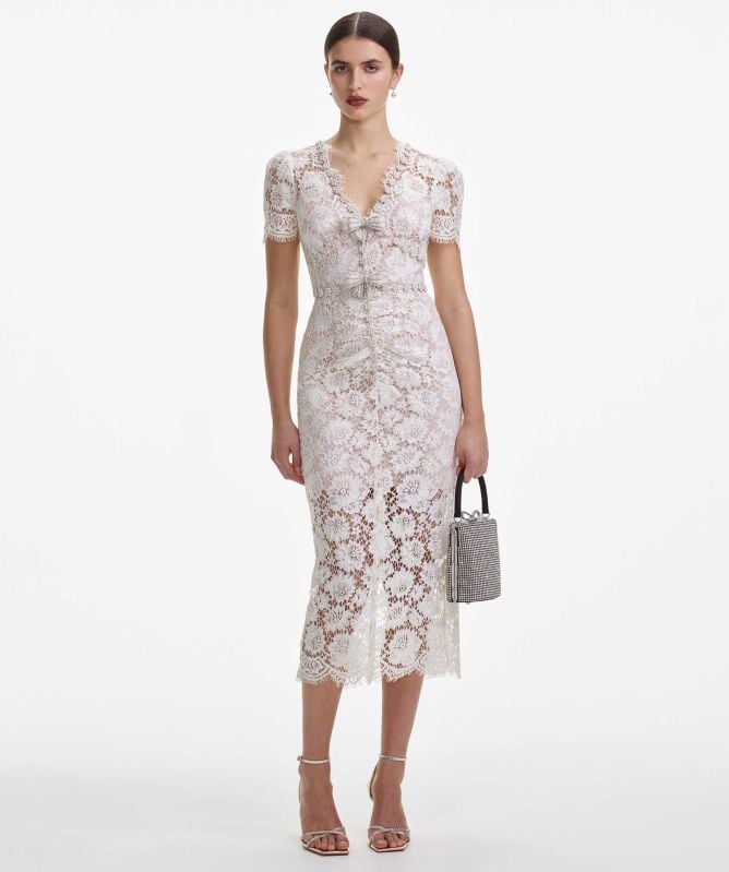 【送料&関税込】self-portrait Fine Lace Blue Fine Lace Midi Dress – self-portrait