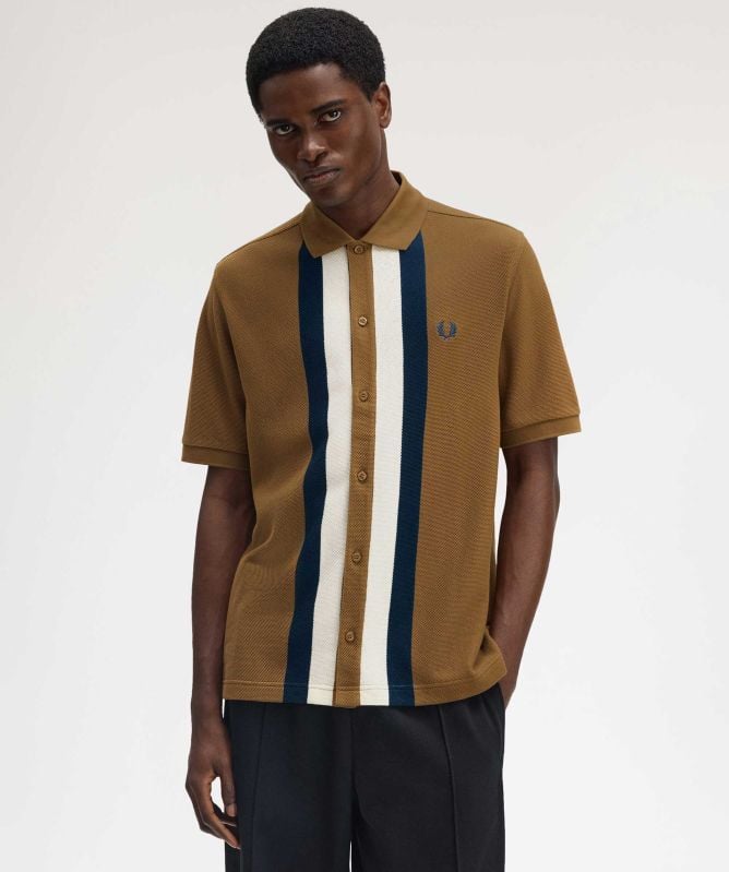 Fred Perry Panelled Button-Through Polo Shirt