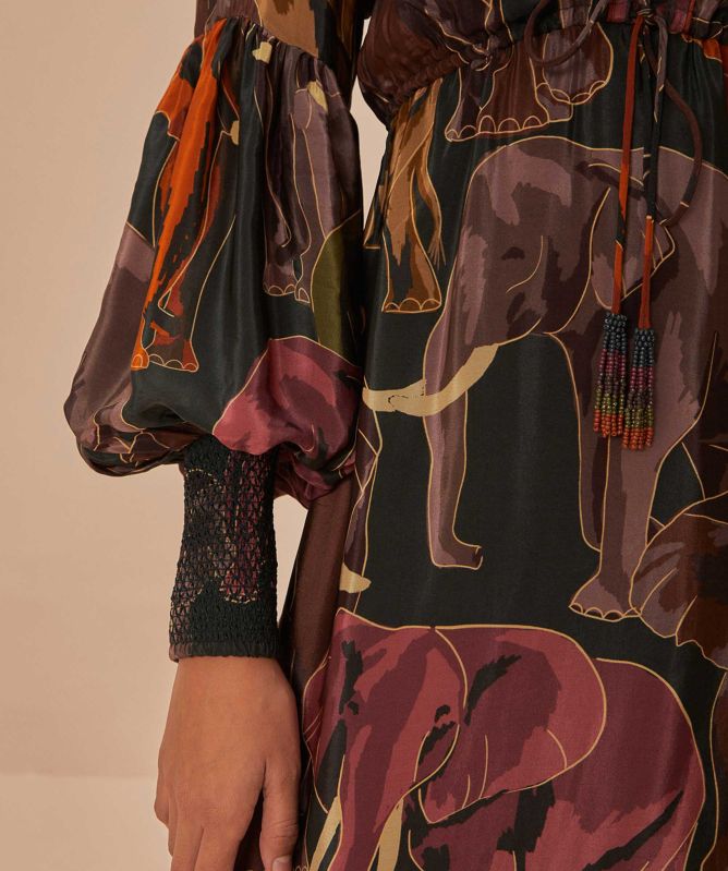 FARM Rio Elephants Green Maxi Dress
