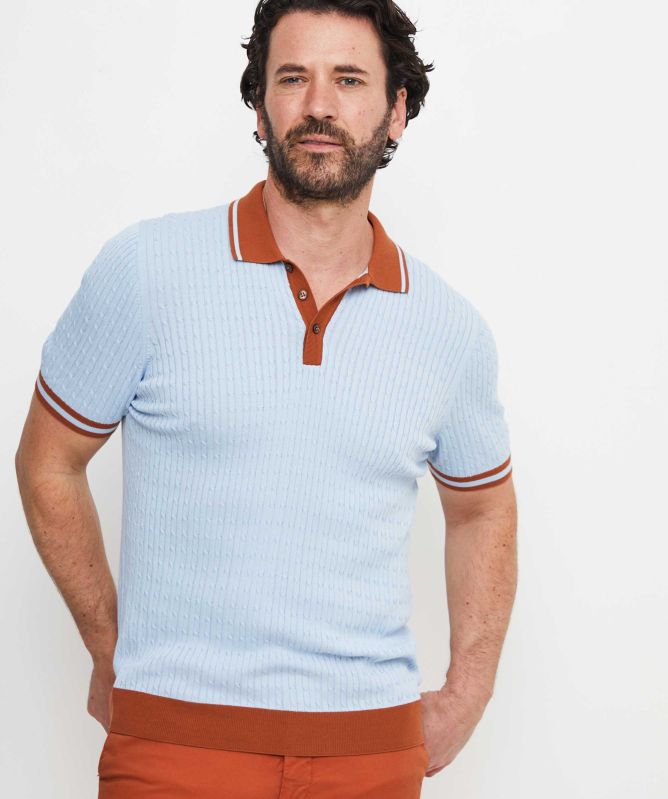 Gran Sasso Textured Knit Tennis Polo Shirt
