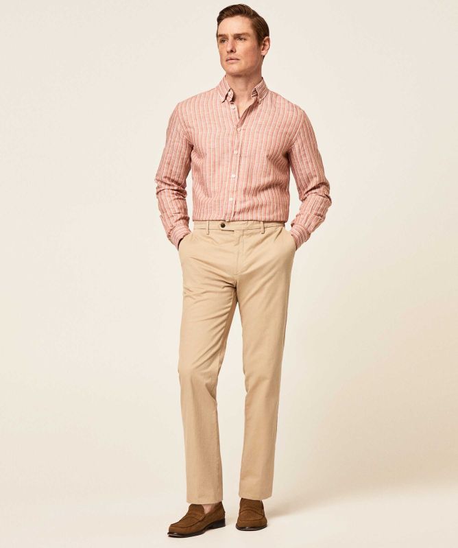 Hackett Slim Fit Linen Striped Shirt