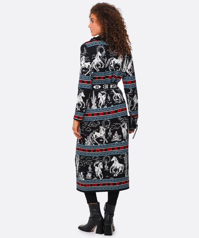 Hayley Menzies Bronco Merino Jacquard Long Cardigan