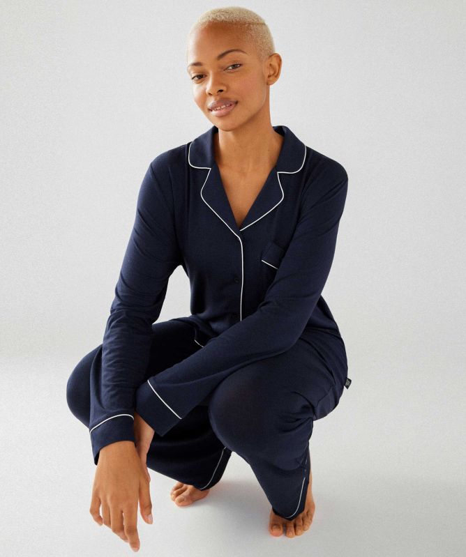 Chelsea Peers Modal Button Up Long Pajamas