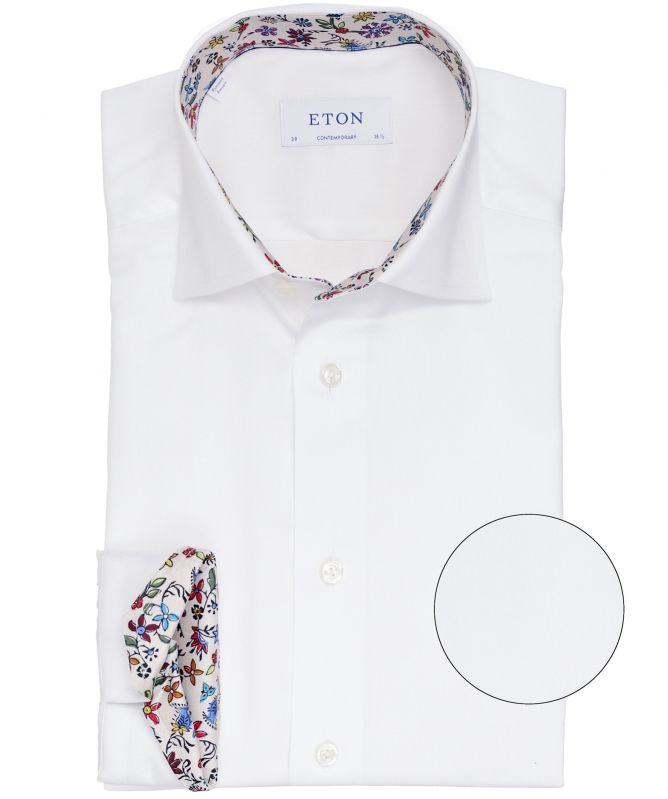 Eton Contemporary Fit Floral Trim Shirt