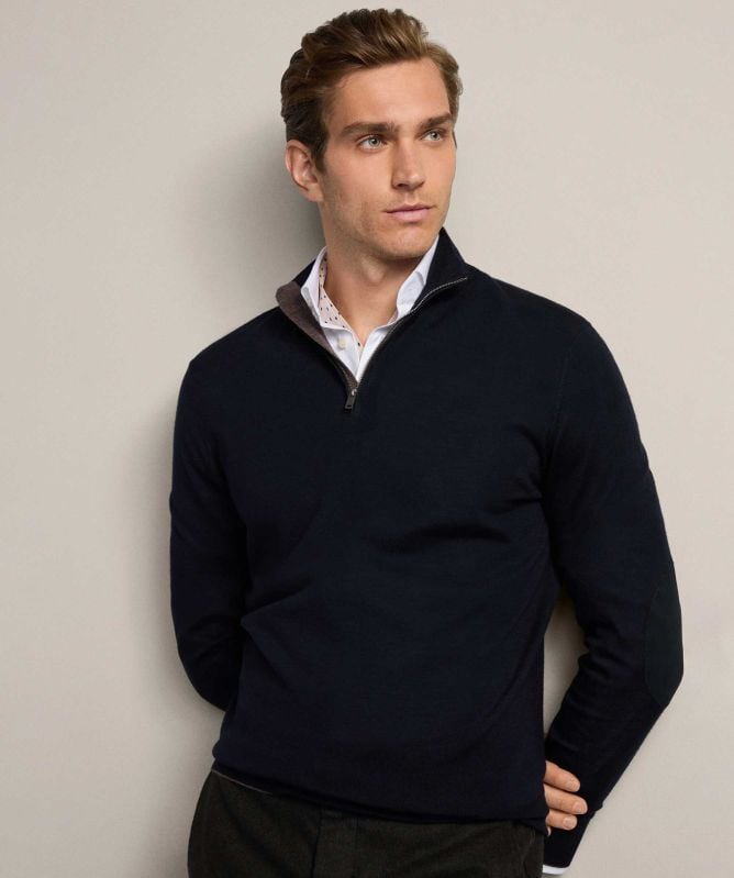 Hackett Merino Silk Half-Zip Jumper