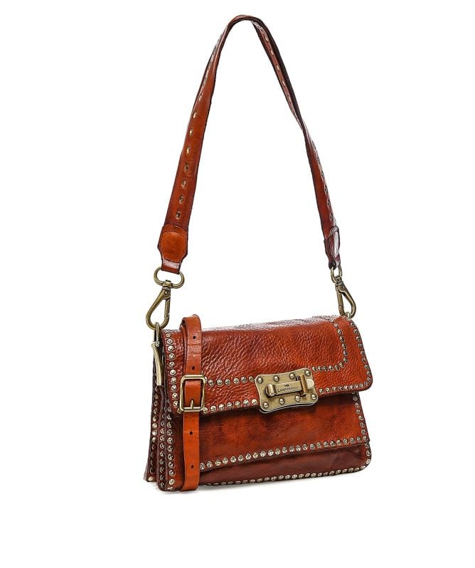 Campomaggi Medium Leather Studded Crossbody Bag