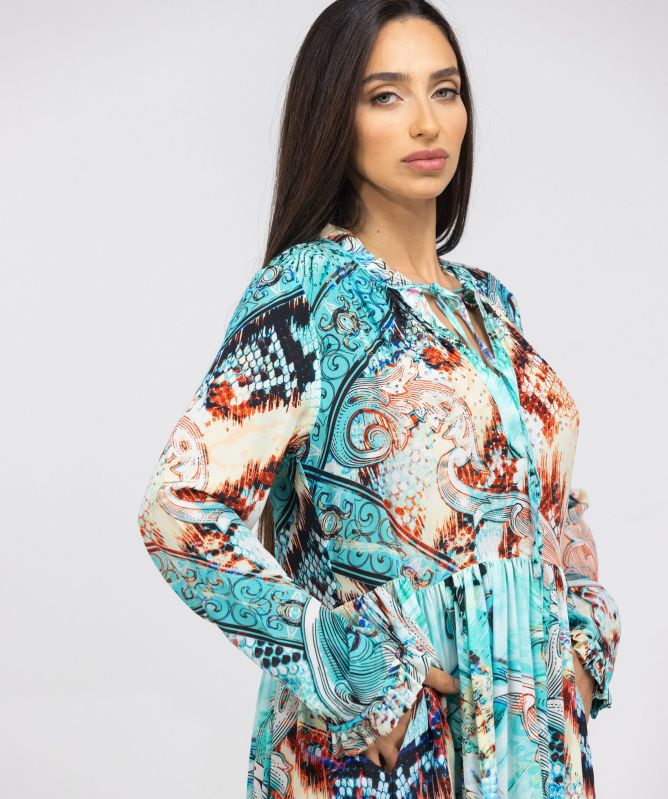 Inoa Gold Coast Silk Long Sleeve Maxi Dress