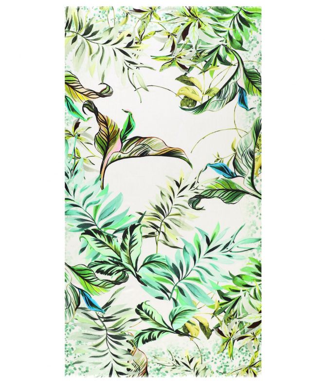 Ahujasons Jungle Leaf Print Cashmere Blend Scarf