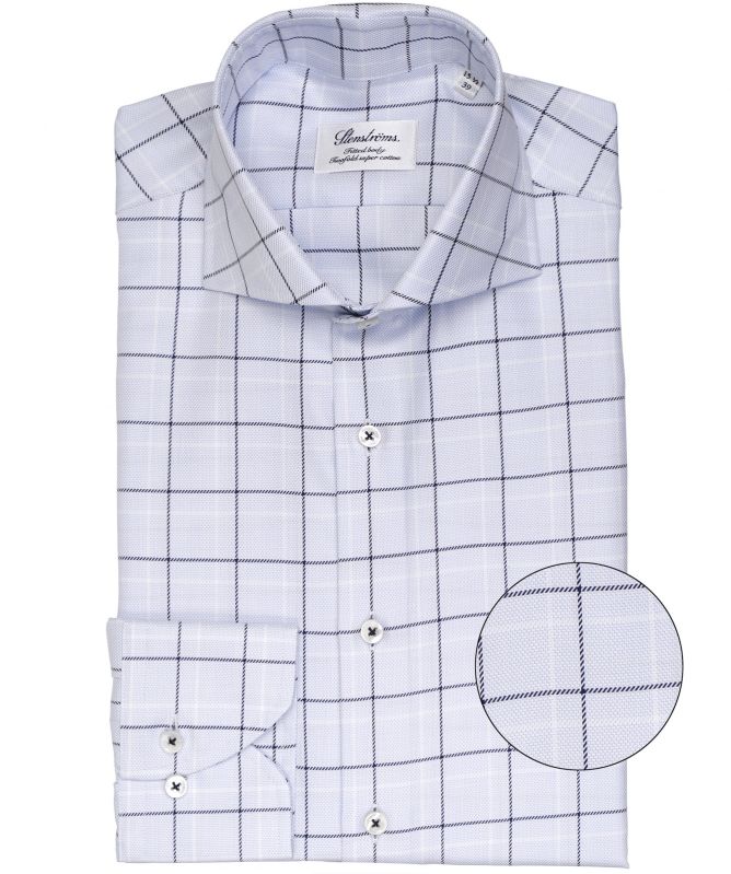 Stenstroms Fitted Body Grid Check Shirt