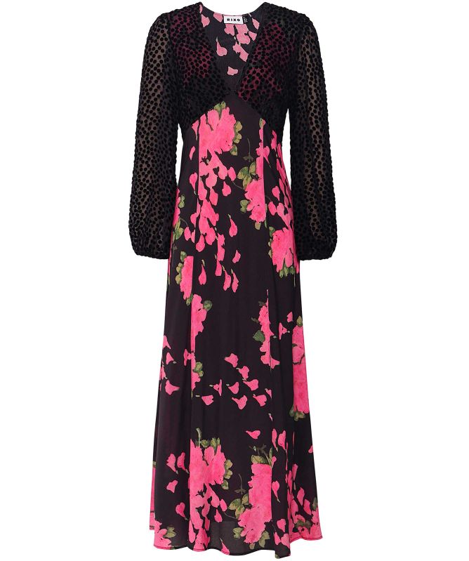 RIXO Melanie Silk Midi Dress