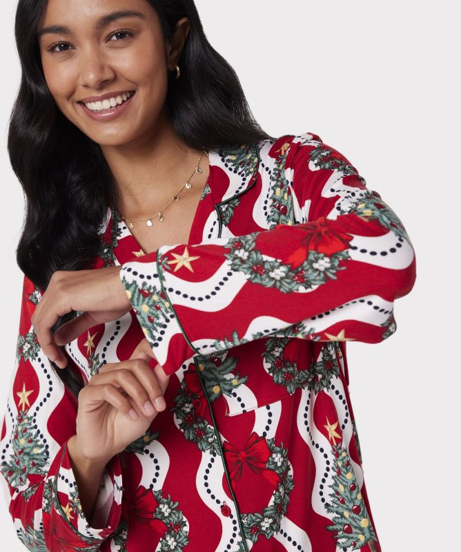 Chelsea Peers Christmas Tree & Wreath Long Pajamas