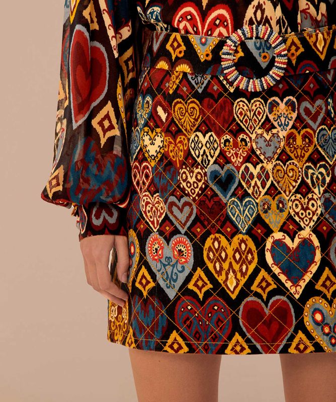 FARM Rio Hearts Ikat Mini Skirt