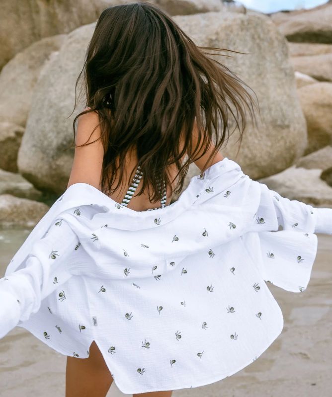Chelsea Peers Embroidered Olive Print Shirt