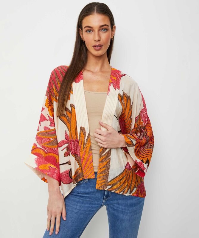 One Hundred Stars Crane Ecru Kimono
