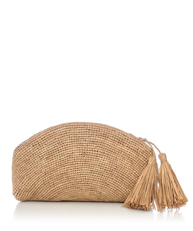 Rabarany Raffia Half Moon Bag