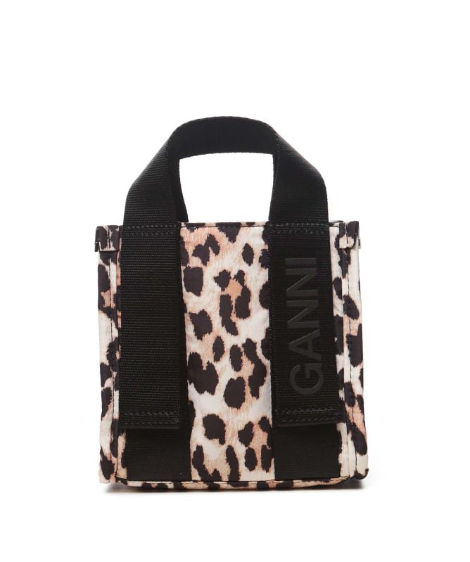 GANNI Mini Leopard Tech Tote Bag