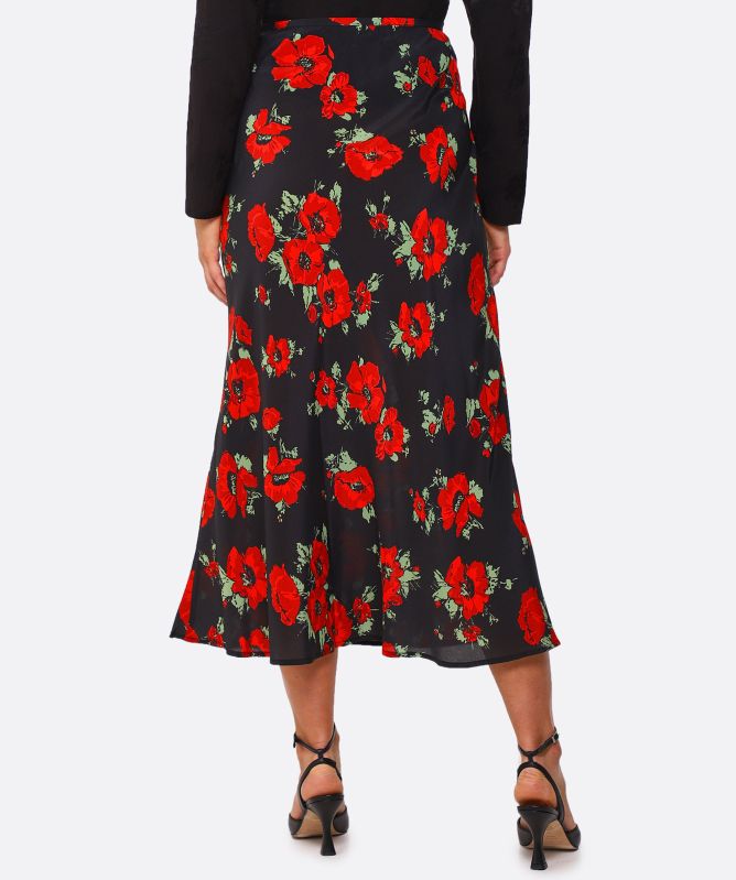 RIXO Silk Kelly Poppy Midi Skirt