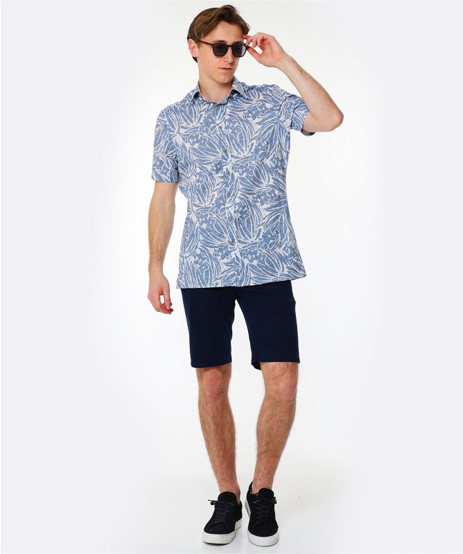 Hackett Linen Cotton Short Sleeve Hawaiian Shirt