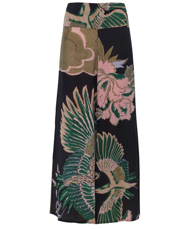 One Hundred Stars Crane Emerald Crepe Palazzo Trousers