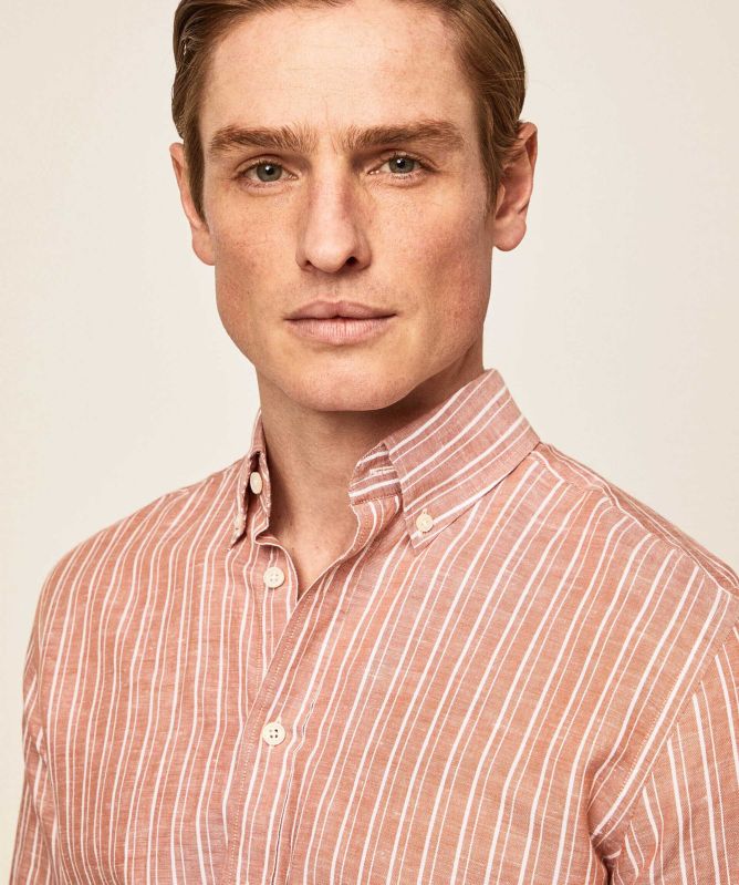 Hackett Slim Fit Linen Striped Shirt