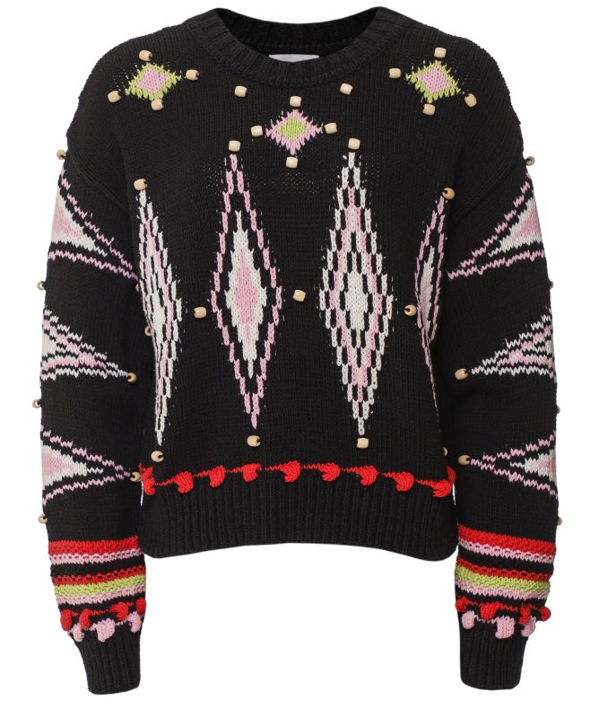 Hayley Menzies Intarsia Diamond Beaded Sweater