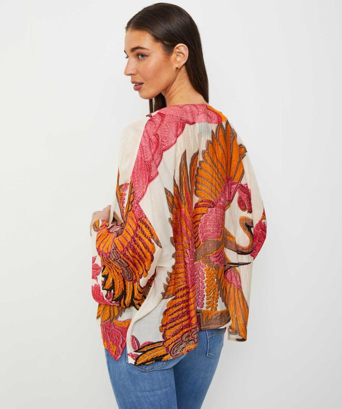 One Hundred Stars Crane Ecru Kimono