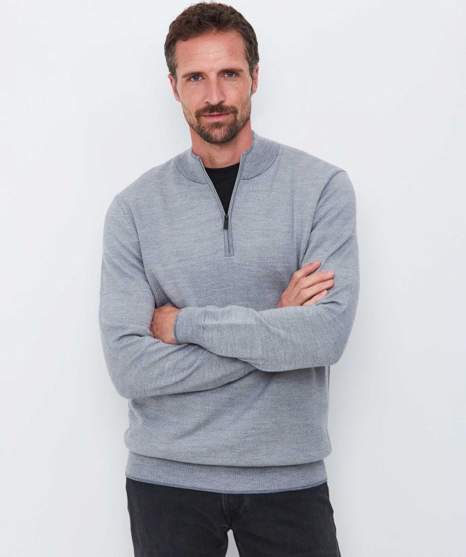 Thomas Maine Herringbone Half-Zip Jumper