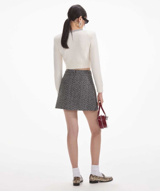 Self-Portrait Herringbone Mini Skirt