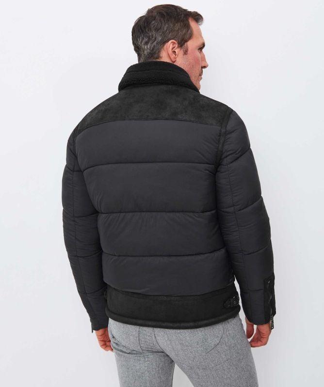 Seinse Padded Faux Fur Collar Jacket