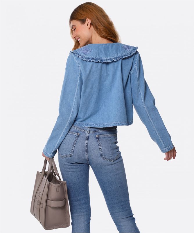 RIXO Debbie Cropped Denim Jacket