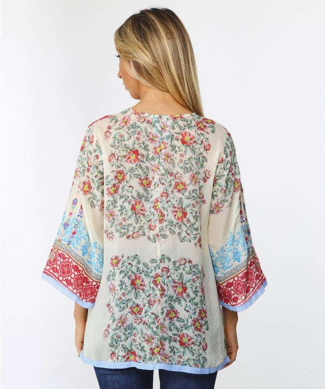 Johnny Was Jade V-Neck Top